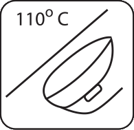 Гладить с изнаночной стороны при t < 110 °C